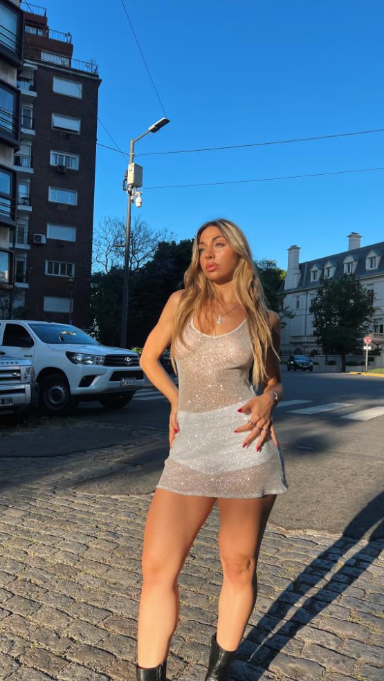 Vestido Mesh Glitter Corto