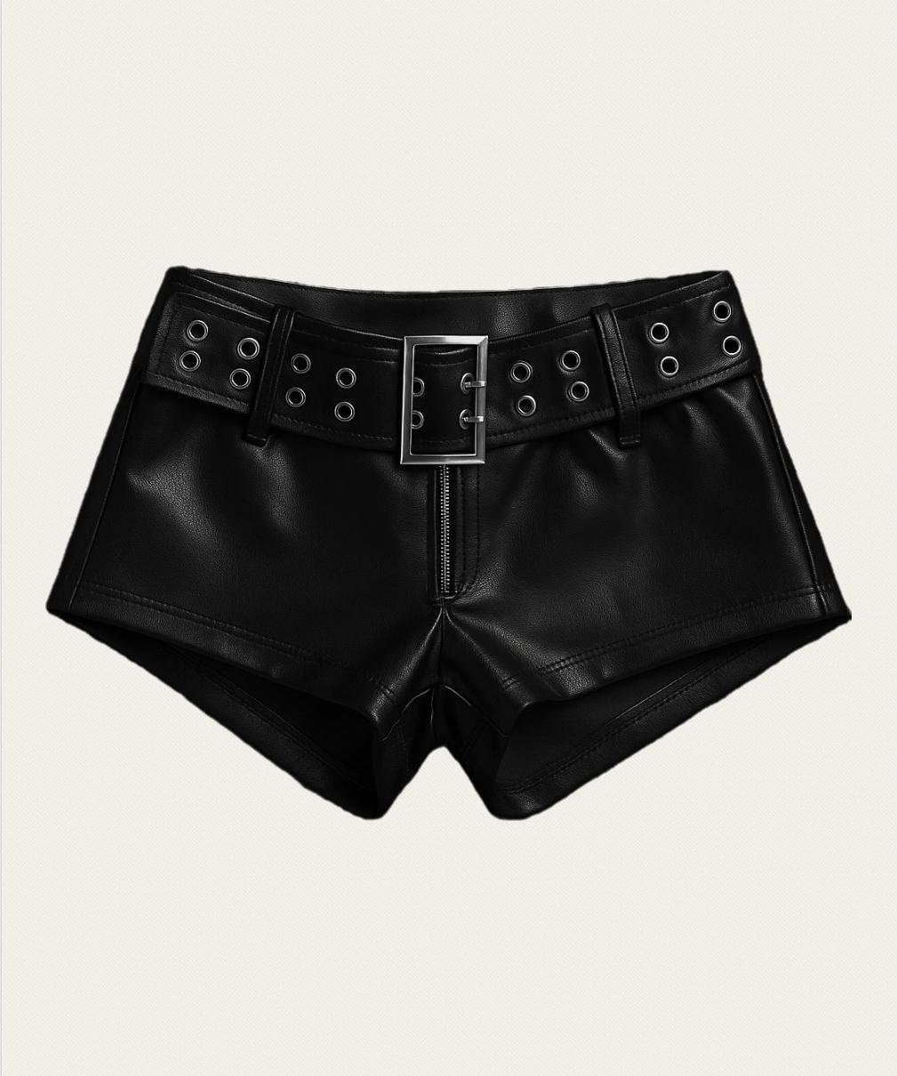 Short Cuerina c/cinto Ojalillos