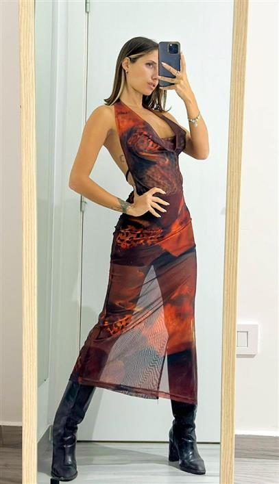 Vestido Largo de Tul Estampado